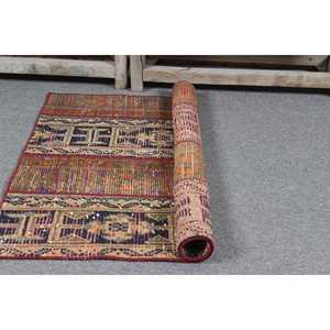 Tapis turc, petit tapis de 2,7 x 3,2 pieds, tapis vintage en laine rouge camouflage - Product Image 5