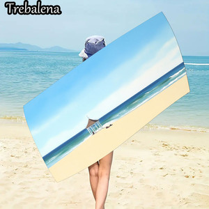 Telo Mare Trebalena Ultra-Morbido 30*60 Pollici con Stampa Fotografica 3D Digitale, Motivo Cabana da Spiaggia Vista Oceano, Ecologico e Tropicale - Product Image 2