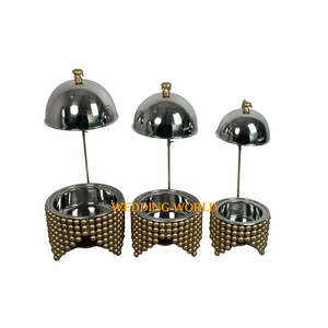Chauffe-plats double en métal noir et or, design de luxe, pour mariage, casserole décorative en métal - Product Image 3