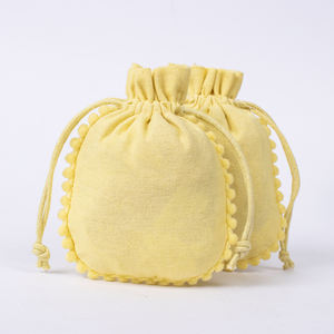 Customizable <b>Cream</b> <b>Wedding</b> Favor Recyclable Indian Drawstring Cotton Jewelry Pouch Handmade Logo Packaging Container Storage - Product Image 3