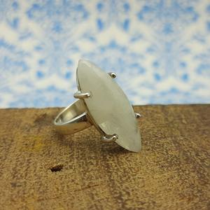 แหวน925ดีไซน์เนอร์งานฝีมือแนวโบฮีเมียนสีเงินล้วนพลอยมูนสโตนตั้งค่าง่ามเครื่องประดับเพชรรูปทรงมาร์คี - Product Image 5