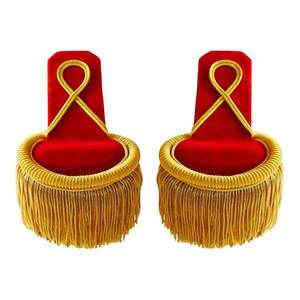 Hombreras Rojas, Doradas, Lisas, Hombreras Rojas con Curva de Media Luna, Hombreras Rojas Redondeadas - Product Image 1