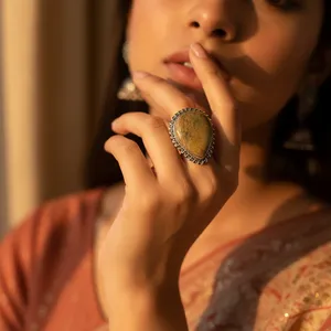 "Handmade Rhodium-Plated <b>Turquoise</b> <b>Ring</b> for Women's Fine Jewelry Gift" - Product Image 2