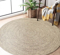 Tapis réversible vintage rustique moderne en jute écologique tissé avec du fil naturel beige pour les salons avec forme personnalisée
