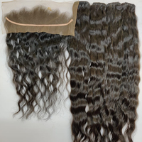 Rambut Manusia India Mentah Grade 12A Remy Bebas Kusut, Kutikula Tersusun Rapi, Gelombang Alami, Bundel dan Frontal Gaya Alami