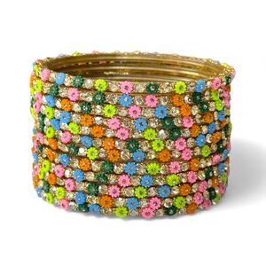 Export Quality <b>Gold</b> Plated Trendy Multicolor Thin Glass <b>Pearl</b> Bangle Set Nickel-Free for Global Retailers Wedding Wear - Product Image 3