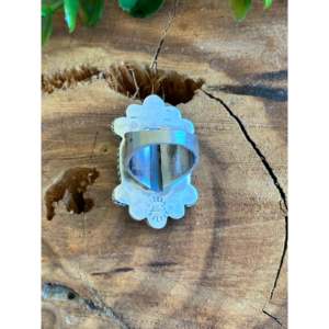 Wydell Billie Rhodium Plated Sterling <b>Silver</b> <b>Ring</b> with Red Skin Turquoise <b>Boho</b> Statement Jewelry for Everyday Wear Size 7.75 - Product Image 5