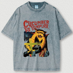 Camiseta de corte y costura personalizada 100% algodón con estampado gráfico de peso pesado Bleach ácido lavado Vintage camiseta de talla grande para hombres - Product Image 2