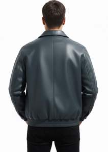 Chaqueta Bomber de Cuero PU Premium para Hombre, Cuello Clásico, Dobladillo Elástico, Ropa de Calle Informal - Product Image 4