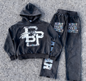 Ensemble jogging et sweat à capuche brodé rétro pour homme, style streetwear, délavé à l'acide, deux pièces, 100 % coton 300g, séchage rapide, automne - Product Image 1