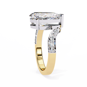 Anillo de Compromiso Vintage para Mujer Omkar, Chapado en Oro de 14K, con Perla Cultivada en Laboratorio, Clásico, Certificado IGI, con Aro Dividido de Latón y Forma de Pera - Product Image 4