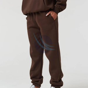 Conjunto de chándal de dos piezas informal liso de talla grande para mujer 100% algodón polar entrenamiento Jogging Wear - Product Image 5