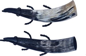 Corne à boire élégante de nouvelle forme avec support et étui en cuir Corne à boire de créateur Corne à boire authentique pour la fête de la bière hydromel - Product Image 3