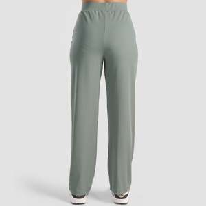 Pantalones de lona de cintura alta y pierna recta para mujer Co-Op, estilo jogger verde con cintura elástica, transpirables y holgados, con lavado de color. - Product Image 2