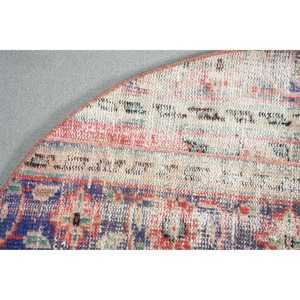 Alfombra de 3,3x3,37 pies, Alfombra Redonda Turca Vintage, Alfombra de Lana Azul - Product Image 3