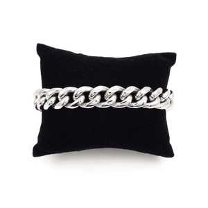 Bracelet cubain de 12 mm avec placage rhodium et or, design géométrique tendance orné de diamants et de perles, cadeau religieux - Product Image 6