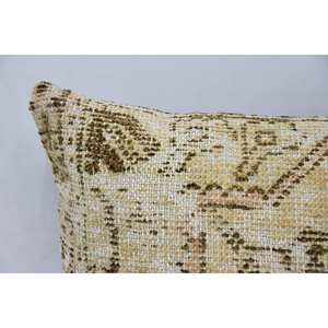 Almohada de retales Kantha de lana Beige, 16x24 pulgadas, bordado, patrón de tejido Floral Vintage, estilo bohemio a cuadros para sofá o uso doméstico - Product Image 2