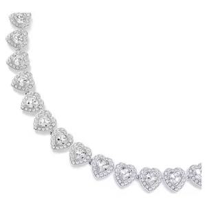 Luxury <b>Heart</b> <b>Necklace</b> Pave Halo Lab Grown Crystals <b>Silver</b> Jewelry Elegant Design Bulk Wholesale Supplier - Product Image 4