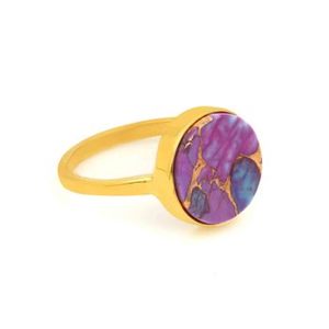 Meilleures ventes : pierre précieuse turquoise cuivre violette de 12 mm, argent sterling 925, vermeil or 2,5 microns, sertissage clos, fait main, pour femme - Product Image 3
