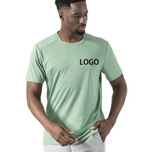 T-shirt personnalisé pour homme à manches courtes, col rond, respirant, séchage rapide, en maille jacquard, couleur unie, avec bordure contrastante, en tissu tricoté de haute qualité - Product Image 1