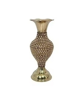 Jarrones de flores de Metal de latón con acabado de cuentas de cristal dorado brillante, decoración del hogar, entrada y decoración Interior, jarrones de flores, superventas - Product Image 1