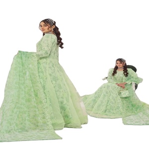 Vestido de Novia de Diseñador Original de Marca, 3 Piezas, Maxi Vestido de Organza Pesada, Trajes Pakistaníes e Indios, Lehnga Choli con Motis, Ropa de Fiesta - Product Image 1