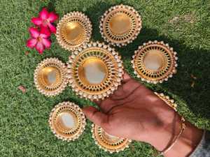 Candelabros artesanales, portavelas Diyas para Diwali Mehndi Haldi y decoración de boda, regalos de Festival, accesorios para el hogar, regalo - Product Image 6