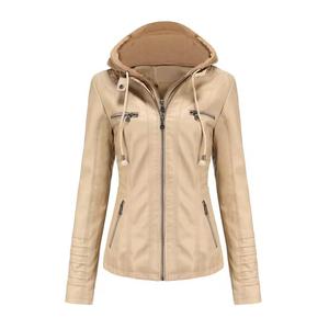 Veste en cuir perlé pour femmes Veste mode à manches longues pour femmes Printemps et automne Cuir pour femmes - Product Image 1