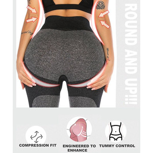 New Wholesale High Waist Seamless Yoga <b>Leggings</b> Full Length <b>Textured</b> Solid Pattern Four-Way Stretch Spandex Nylon Pants - Product Image 5