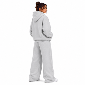 Conjunto de Pantalones Anchos Rectos y Sudadera Holgada Transpirable de Invierno para Mujer, con Bolsillo Canguro, Forro Polar Grueso de Alta Calidad - Product Image 4