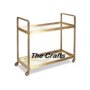 Chariot de service extrêmement bien conçu en fer et en verre chariot de service à café pour accessoires de décoration intérieure - Product Image 3