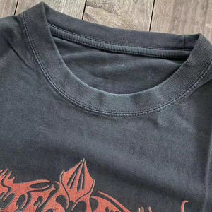 Haute qualité 100% coton hommes T-Shirt motif solide conception personnalisée coupe régulière poids lourd haut GSM cou épais sérigraphié - Product Image 3