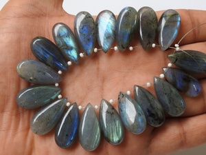 Perles en pierre de Labradorite à motif de larme lisse faites à la main pour la fabrication de bijoux - Product Image 4