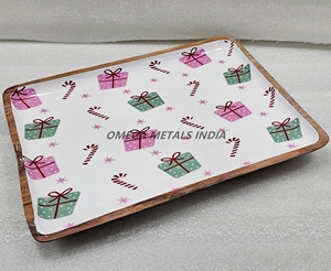 ถาดไม้ทรงกลมที่ได้รับความนิยมสูงสุดพร้อมขอบไม้ที่หลากหลายและฐานการพิมพ์ที่มีชีวิตชีวาสำหรับการตกแต่งบ้านและโต๊ะที่หรูหรา - Product Image 4