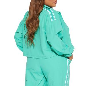 Ladies Crop Windbreaker Jacket and Pants Set Two Piece Streetwear Outfit Lightweight Waterproof Custom Logo Tracksuit 2026 - Product Image 6