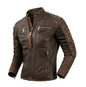 Veste en cuir vintage élégante pour hommes, design classique vintage intemporel, mode de qualité supérieure, parfaite pour les vêtements décontractés et le vélo. - Product Image 3