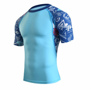 Personalizado impreso hombres manga corta Rash Guard transpirable sublimación impresa MMA & BJJ Rushguard OEM Rashguard técnica de lavado - Product Image 2