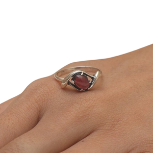 925 Sterling <b>Silver</b> <b>Boho</b> Style <b>Ring</b> Garnet Gemstone Handmade Jewelry for Women Rhodium Plated Wedding Gift for Wife for Parties - Product Image 1