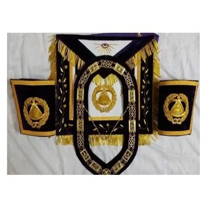 Tablier de maître de loge bleu avec broderie à la main en fils d'or et d'argent, Régalia maçonnique personnalisée 3D, Officier Junior Warden, broderie à la main - Product Image 4