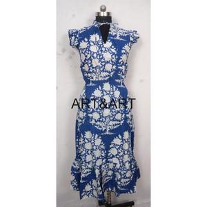 เดรสแม็กซี่แขนพิมพ์ลายผ้าฝ้ายสไตล์เกาหลีสำหรับผู้หญิงเสื้อผ้าลำลองฤดูร้อนฤดูใบไม้ร่วงที่หรูหราและมีสไตล์นุ่มระบายอากาศได้ดี - Product Image 1