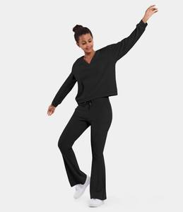 <b>Women's</b> Mid Waist Elastic Waist Flared <b>Waterproof</b> Pants Drawstring Pocket Fashion Streetwear <b>Leggings</b> for Winter Running Outfits - Product Image 2