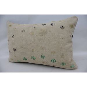 Floral Woven Wool <b>Bolster</b> <b>Pillow</b> 16x24 Inch Beige Cushion Embroidered Vintage Non-Slip Eco-Friendly Removable Decorative - Product Image 3