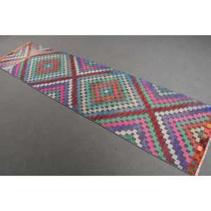 Vintage Rug, <b>Runner</b> 2.4x9.8 ft Rug, Kilim <b>Red</b> Camouflage Rug - Product Image 1