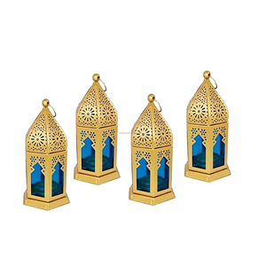 Mini linterna vintage de metal con forma de casa, linterna de hierro marroquí al aire libre al por mayor para la decoración del hogar y el jardín - Product Image 2