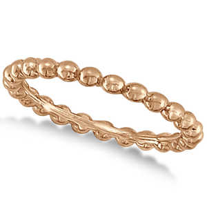 Anillo Apilable de Oro Rosa de 14K para Mujer, Moderno y Elegante, con Incrustaciones de Cuentas Sólidas, Chapado en Oro, Estilo Romántico e Informal - Product Image 1