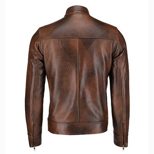 Chaqueta de cuero para hombre Chaquetas de cuero de Estilo Vintage clásico real para hombre Chaquetas de cuero marrón - Product Image 5
