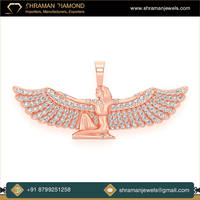 Pendentifs et breloques en diamant naturel de style vintage, argent 925 plaqué or, ailes d'ange gardien céleste personnalisées, bijoux religieux