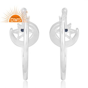 Última Venta de pendientes de piedras preciosas de zafiro azul natural de Plata de Ley 925 fabricante de joyería personalizada - Product Image 2