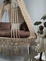 Hamac suspendu en coton avec cordon Macramé, lit à double balançoire Style Boho tissé à la main, hamac suspendu pour jardin adulte, chaise à double balançoire