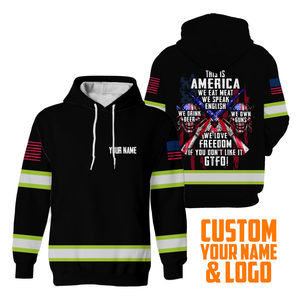 เสื้อสเวตเตอร์มีฮู้ดธงชาติอเมริกันสะท้อนแสงสะท้อนแสงทัศนวิสัยดีแขนยาวสำหรับผู้ประกอบการผู้รักชาติ - Product Image 2